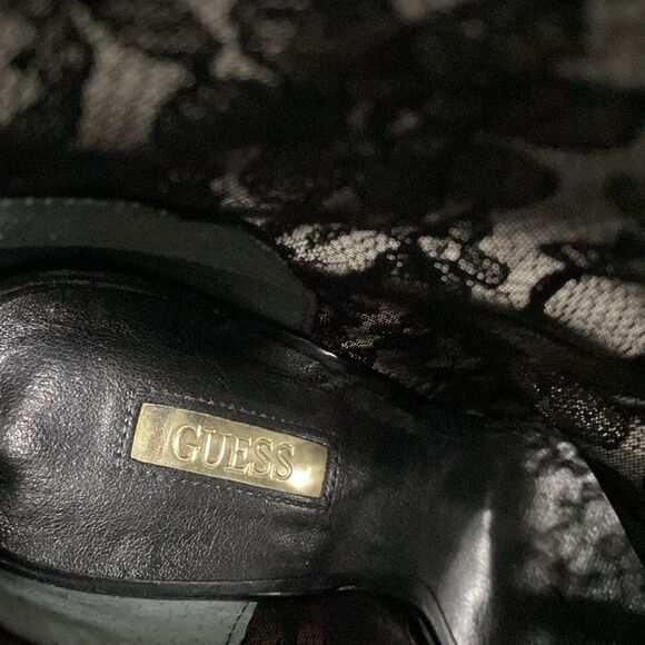 Guess Black Lace Mesh Gorgeous Ankle Boots/Booties Peep Toe Size 7.5 - Picture 6 of 16